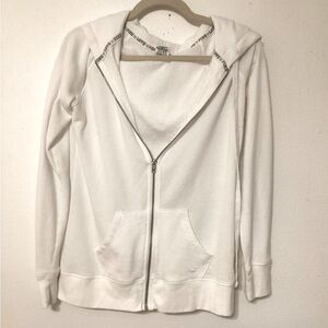 Victoria’s Secret PINK NWOT white hooded zipper jacket. P2P 19” Length 24” XS